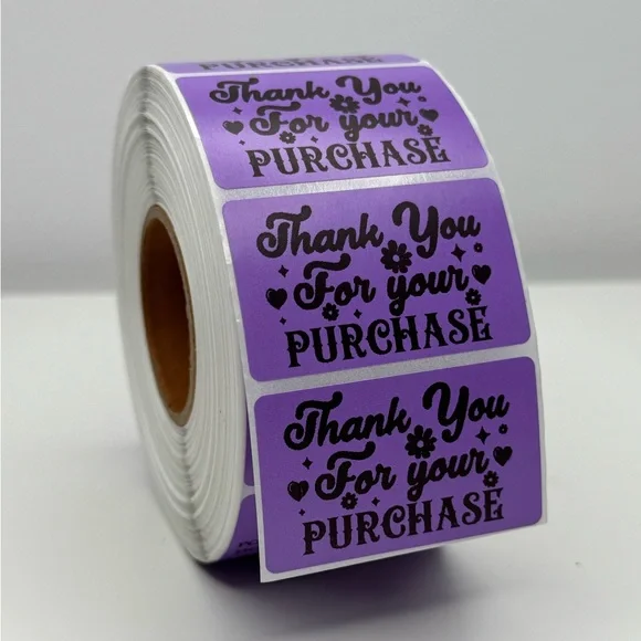 Thank you for your purchase purple sticker | Shipping supplies labels NeW - Picture 5 of 8